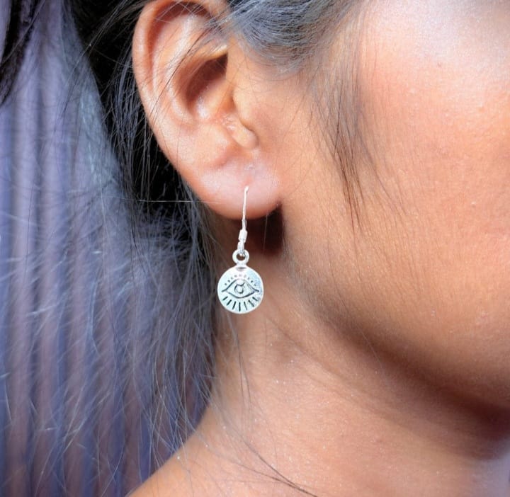 Evil Eye Coin Dangling Earring