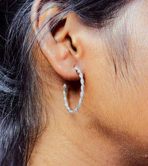Silver Braided Aura Earring
