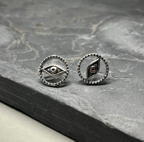 Circle Evil Eye Stud Earring