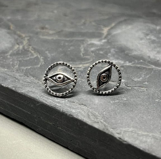 Circle Evil Eye Stud Earring