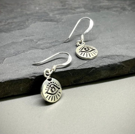Evil Eye Coin Dangling Earring