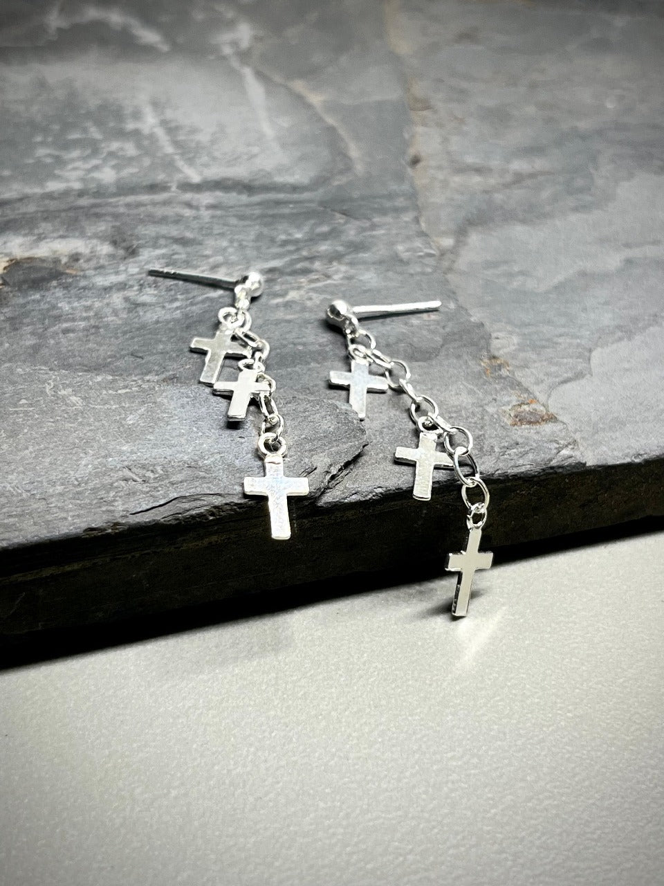 Cross Chain Dangle Earring
