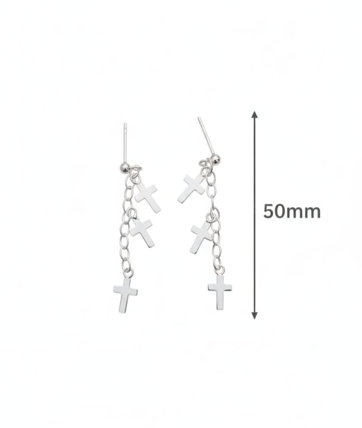 Cross Chain Dangle Earring