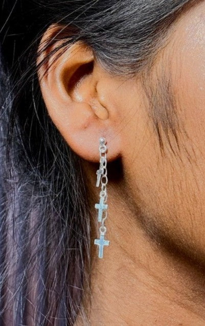 Cross Chain Dangle Earring